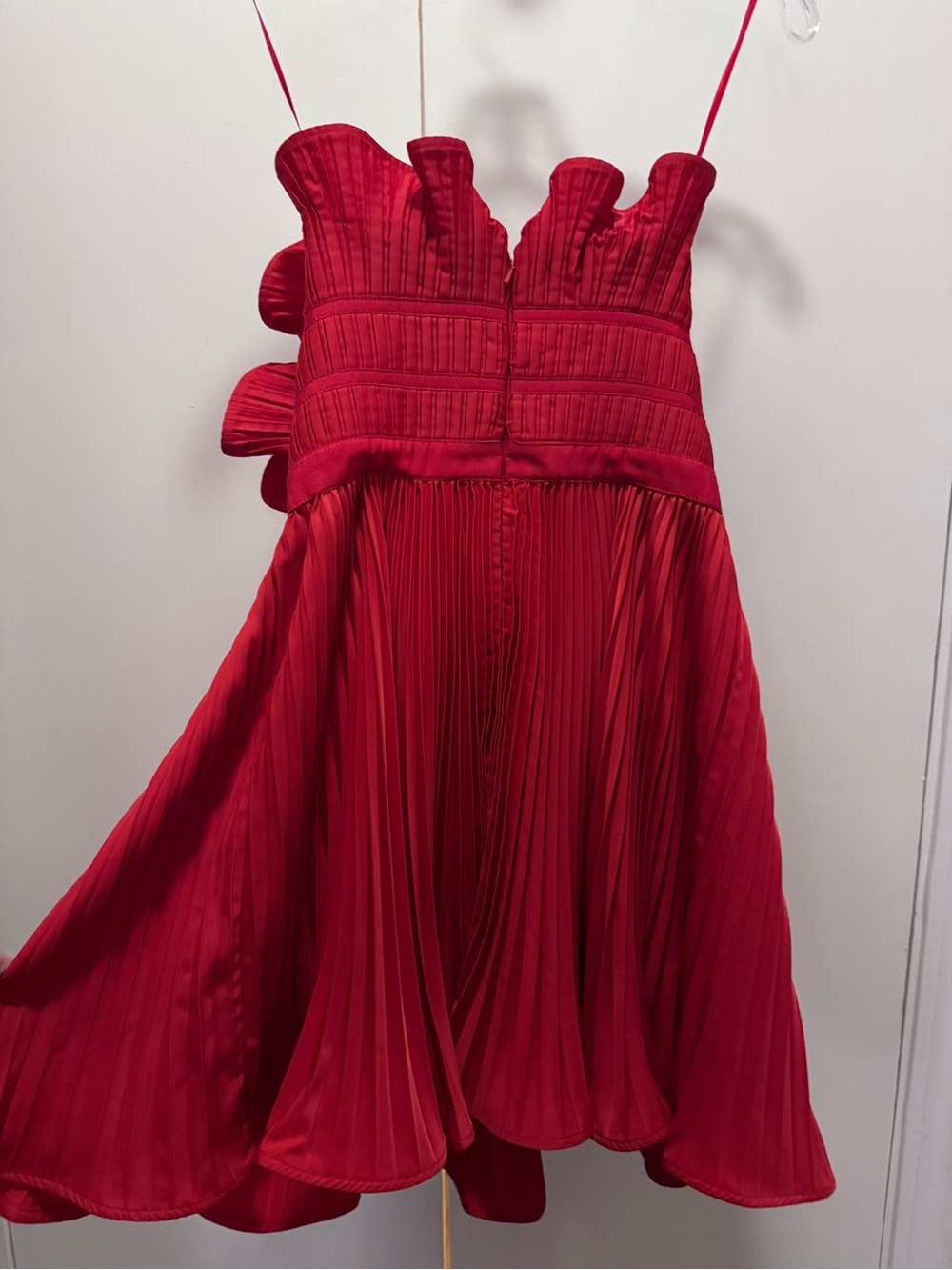 AMUR Red Strapless Ruffle Pleated Mini Dress - Picture 5 of 6